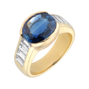 Pre-Owned and Vintage Jewellery 18ct Yellow Gold, Sapphire and Diamond Ring