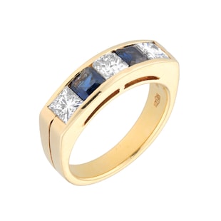 Pre-Owned and Vintage Jewellery 18ct Yellow Gold, Sapphire and Diamond Ring