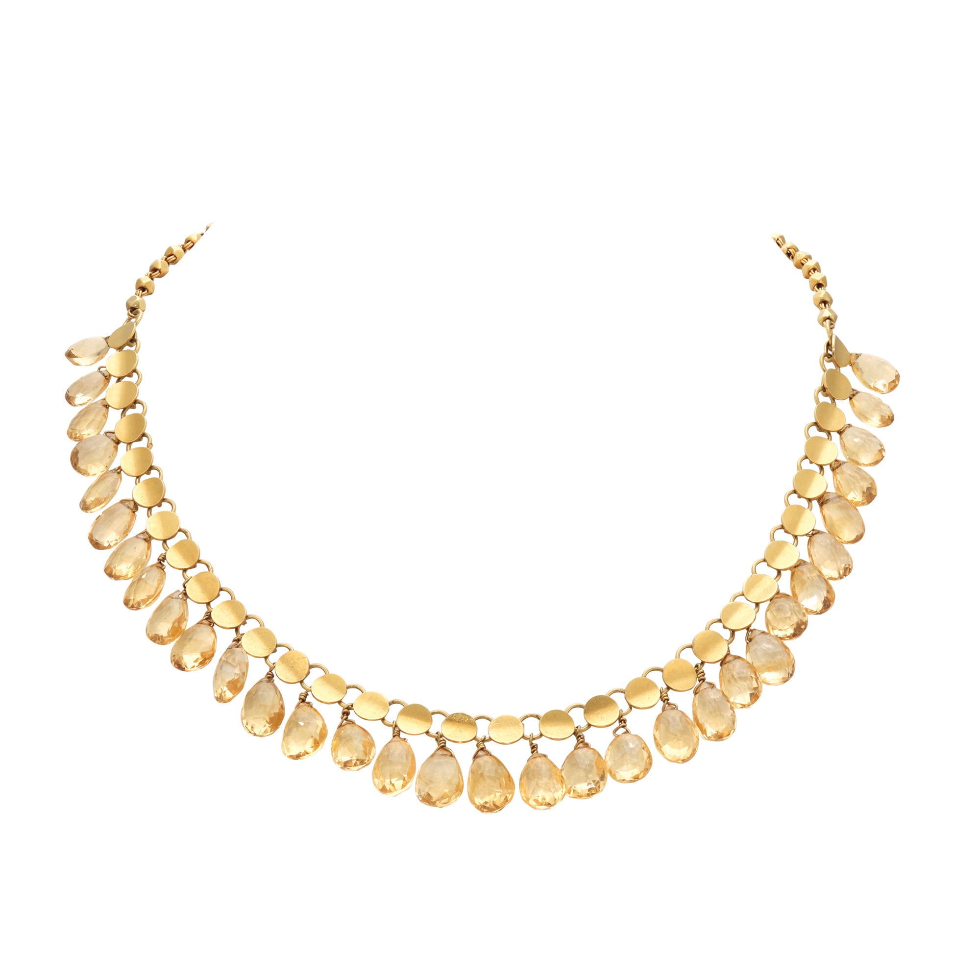 Vintage 18ct Yellow Gold Tear Drop Citrine Necklace image