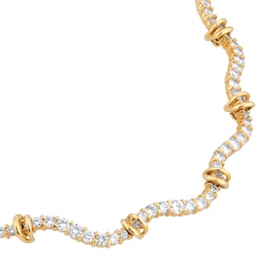 Pre-Owned and Vintage Jewellery 14ct Yellow Gold and Diamond Wavey Tennis Necklace