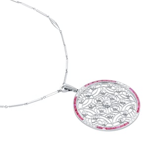 Pre-Owned and Vintage Jewellery 900 Platinum Art Deco Ruby & Diamond Pendant