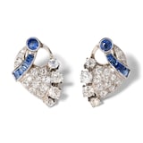 Vintage And Estate Jewelry Vintage 1910's Platinum 3.14cttw Diamond & 1.30cttw Sapphire Stud Earrings