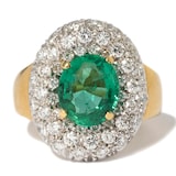 Vintage And Estate Jewelry Vintage 18K Yellow & White Gold Diamond & Emerald Ring - Ring Size 6.5