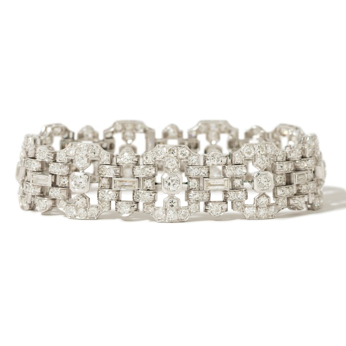 Vintage And Estate Jewelry Art Deco Platinum 13.12cttw Diamond Bracelet - Size 7