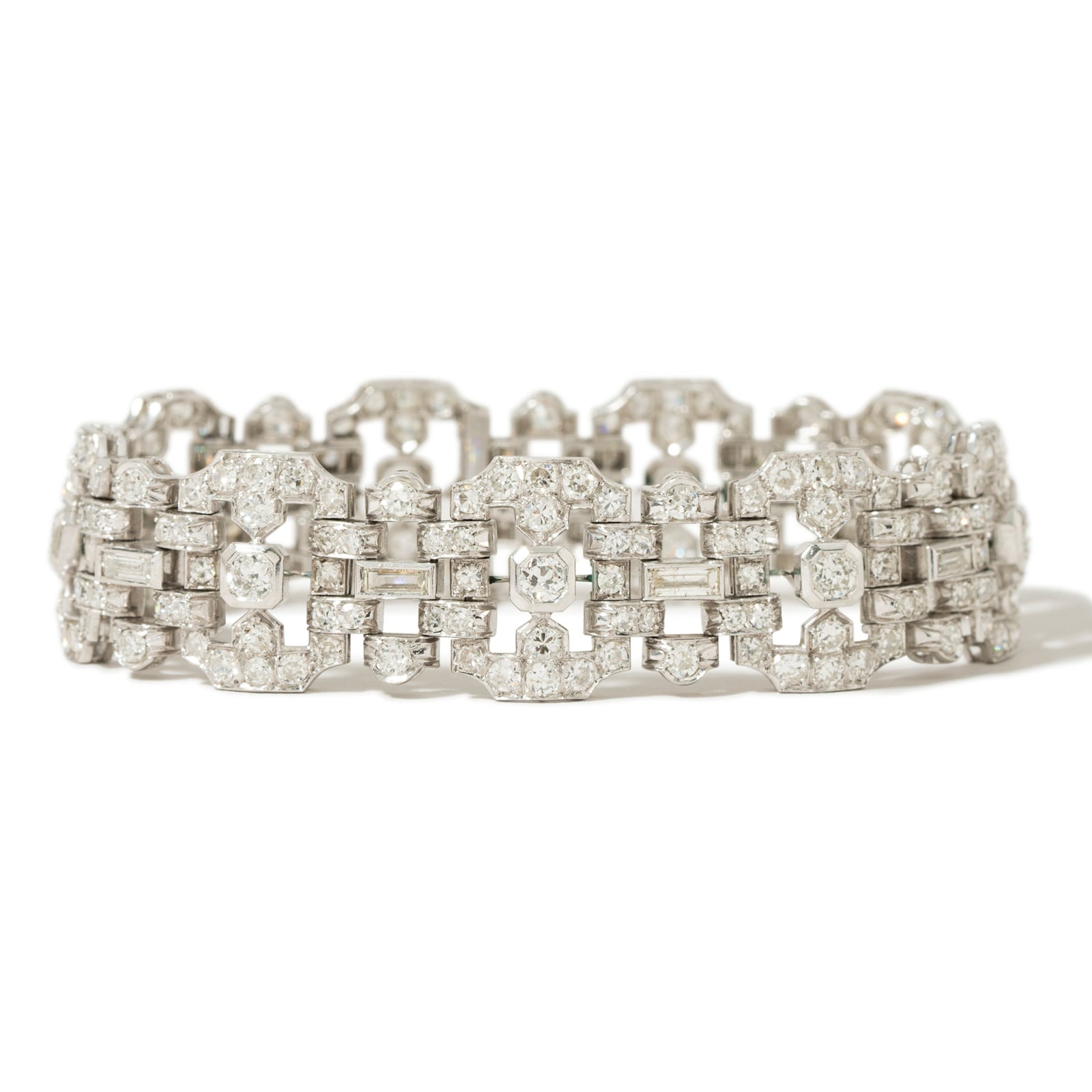 Vintage And Estate Jewelry Art Deco Platinum 13.12cttw Diamond Bracelet - Size 7