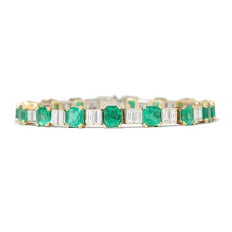 Vintage And Estate Jewelry Vintage 18K Yellow & White Gold 8.50cttw Diamond & 20.00ctttw Emerald Bracelet