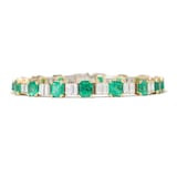 Vintage And Estate Jewelry Vintage 18K Yellow & White Gold 8.50cttw Diamond & 20.00ctttw Emerald Bracelet