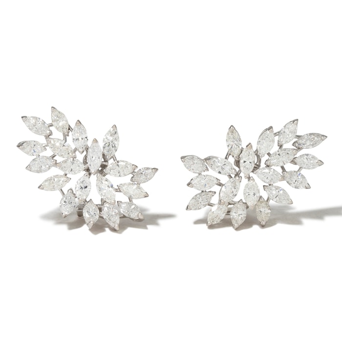 Vintage And Estate Jewelry Vintage 18K White Gold 7.00cttw Diamond Stud Earrings