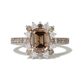 Vintage And Estate Jewelry Contemporary 18K White Gold 2.86cttw Champagne & White Diamond  Ring - Ring Size 7.25