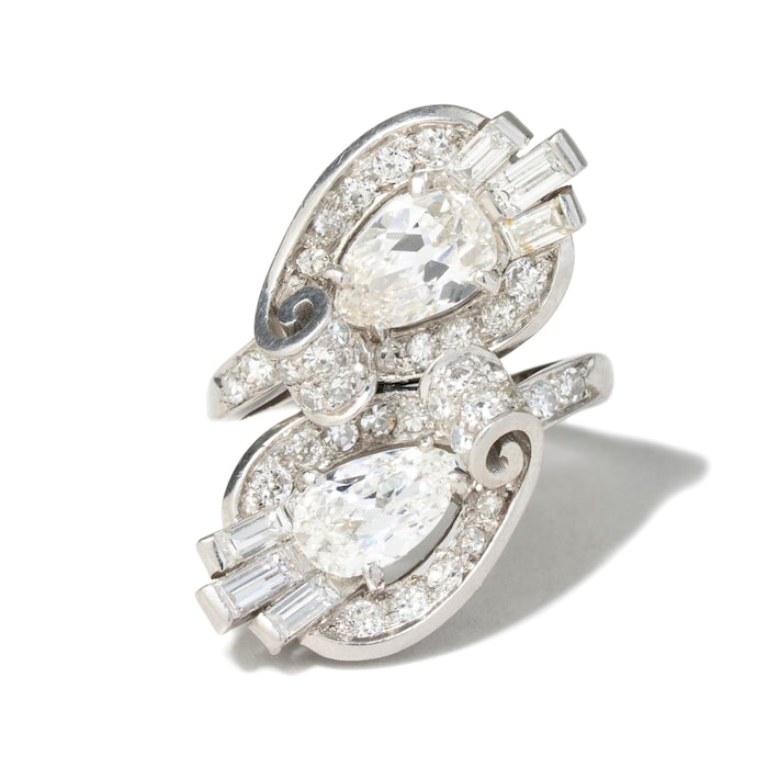 Vintage And Estate Jewelry Art Deco Platinum 3.85cttw Diamond Ring - Ring Size 5
