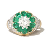 Vintage And Estate Jewelry Contemporary 18K Yellow Gold 1.87cttw Diamond & 0.90cttw Emerald Ring - Ring Size 9