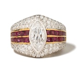 Vintage And Estate Jewelry Contemporary 18K Yellow & White Gold 2.55cttw Diamond & 2.80cttw Ruby Ring - Ring Size 7