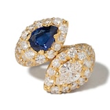 Vintage And Estate Jewelry Contemporary 18K Yellow Gold 5.01cttw Diamond & 1.24cttw Sapphire Ring - Ring Size 6.75
