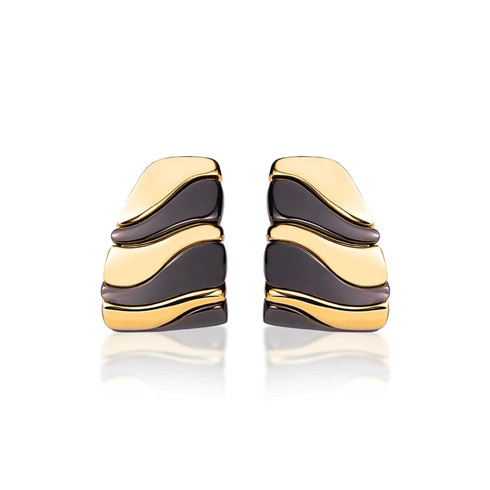 Vintage And Estate Jewelry Vintage 18K Yellow Gold & Steel Marina B Earrings