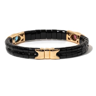 Vintage And Estate Jewelry Vintage 18K Yellow Gold Marina B Diamond & Multi-Color Stone Bracelet