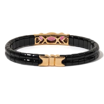 Vintage And Estate Jewelry Vintage 18K Yellow Gold Marina B Diamond & Multi-Color Stone Bracelet