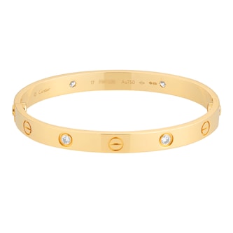 Pre-Owned Cartier Love 4 Diamond Bracelet Classic Model B6035917 - Size 17 Pre-Owned Cartier Love 4 Diamond Bracelet Classic Model B6035917 - Size 17