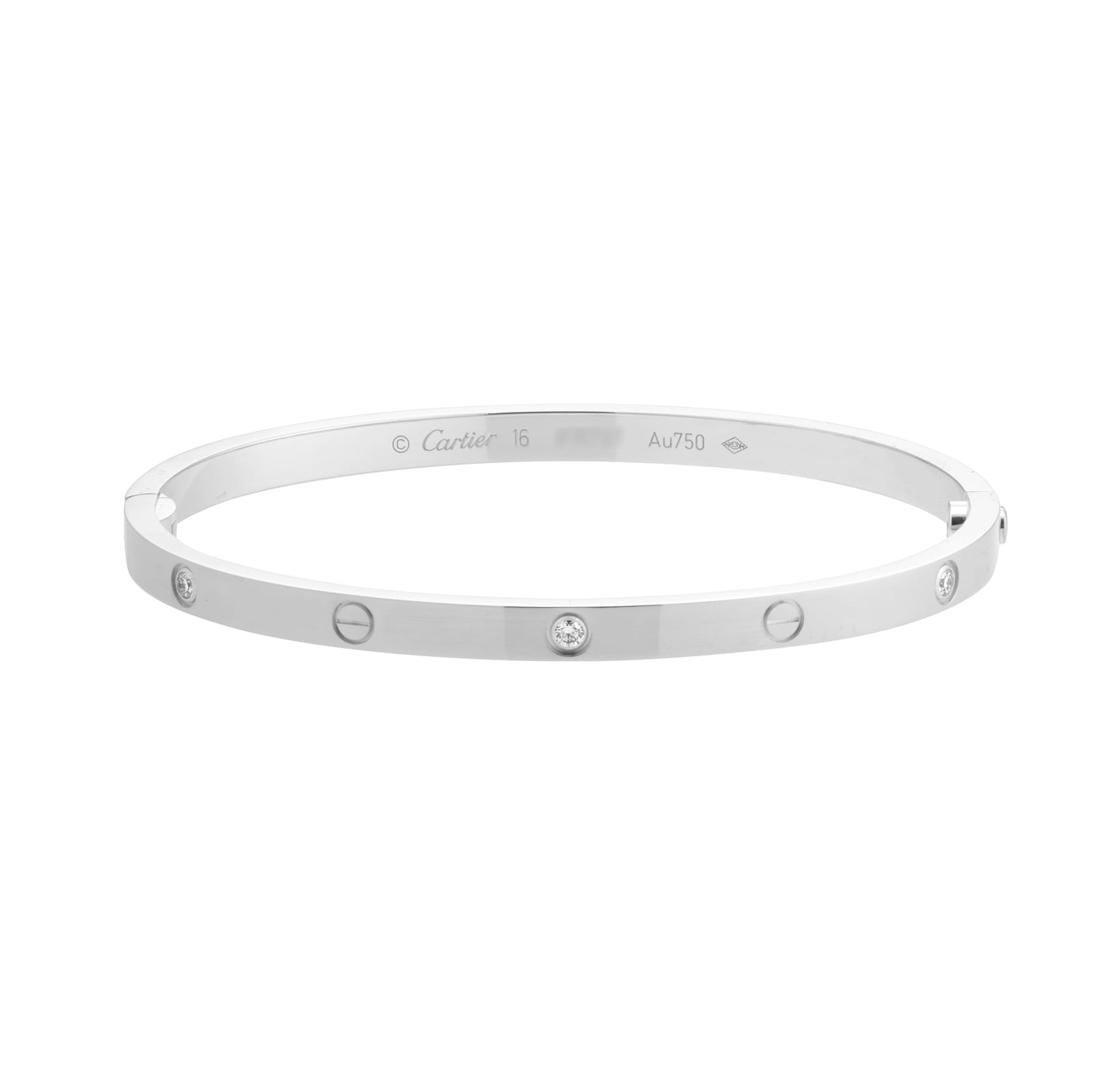 Pre-Owned Cartier Love 6 Diamond Bracelet Small Model B6047716 - Size 16 Pre-Owned Cartier Love 6 Diamond Bracelet Small Model B6047716 - Size 16