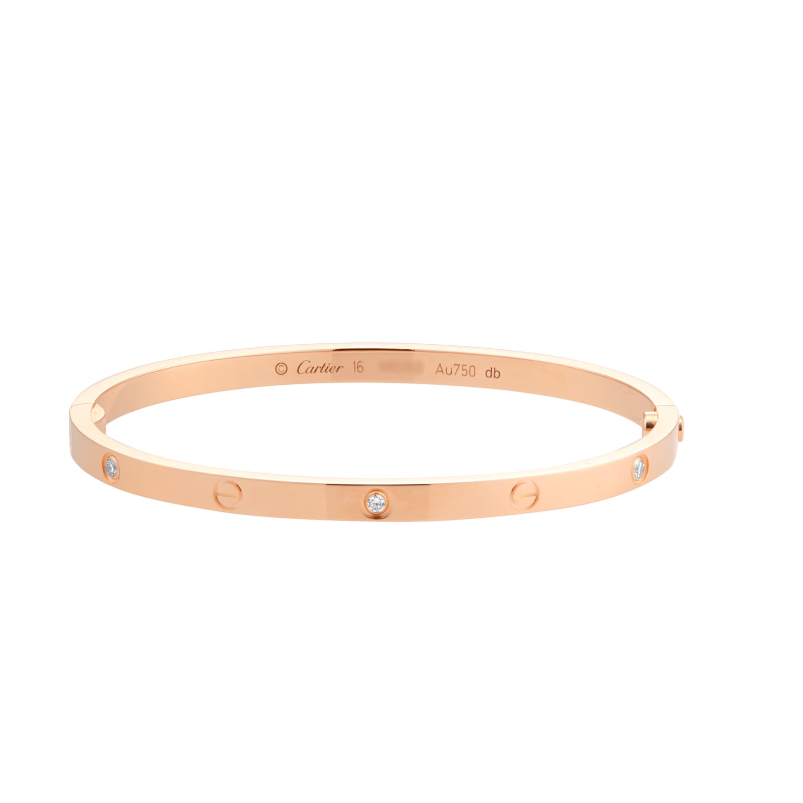 Pre-Owned Cartier Love 6 Diamond Bracelet Small Model B6047616 - Size 16 Pre-Owned Cartier Love 6 Diamond Bracelet Small Model B6047616 - Size 16