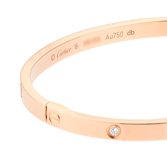 Pre-Owned Cartier Love 6 Diamond Bracelet Small Model B6047616 - Size 16
