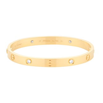 Pre-Owned Cartier Love 4 Diamond Bracelet Classic Model B6035917 - Size 17 Pre-Owned Cartier Love 4 Diamond Bracelet Classic Model B6035917 - Size 17