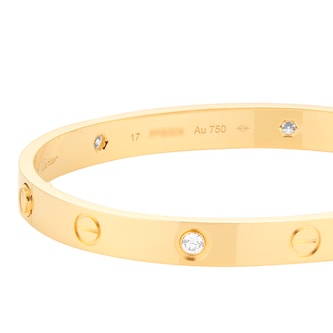 Pre-Owned Cartier Love 4 Diamond Bracelet Classic Model B6035917 - Size 17 Pre-Owned Cartier Love 4 Diamond Bracelet Classic Model B6035917 - Size 17