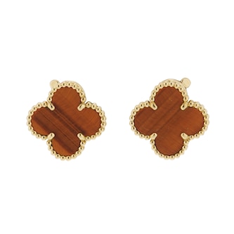 Pre-Owned Van Cleef & Arpels Vintage Alhambra Earrings Tiger'S Eye VCARD40500