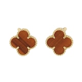 Pre-Owned Van Cleef & Arpels Vintage Alhambra Earrings Tiger'S Eye VCARD40500
