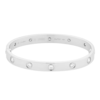 Pre-Owned Cartier Love Bracelet Small Model 10 Diamonds B6040716 - Size 16 Pre-Owned Cartier Love Bracelet Small Model 10 Diamonds B6040716 - Size 16