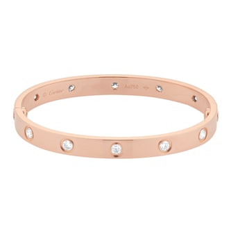 Pre-Owned Cartier Love Bracelet Small Model 10 Diamonds B6040616 - Size 16 Pre-Owned Cartier Love Bracelet Small Model 10 Diamonds B6040616 - Size 16