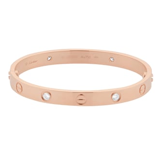 Pre-Owned Cartier Love Bracelet Small Model 4 Diamonds B6036016 - Size 16 Pre-Owned Cartier Love Bracelet Small Model 4 Diamonds B6036016 - Size 16