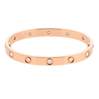 Pre-Owned Cartier Love Bracelet Small Model 10 Diamonds B6040616 - Size 16