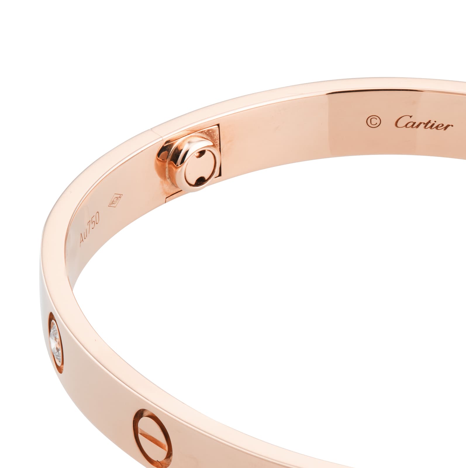 Pre-Owned Cartier Love Bracelet Medium Model 4 Diamonds B6036018 - Size 18 Pre-Owned Cartier Love Bracelet Medium Model 4 Diamonds B6036018 - Size 18
