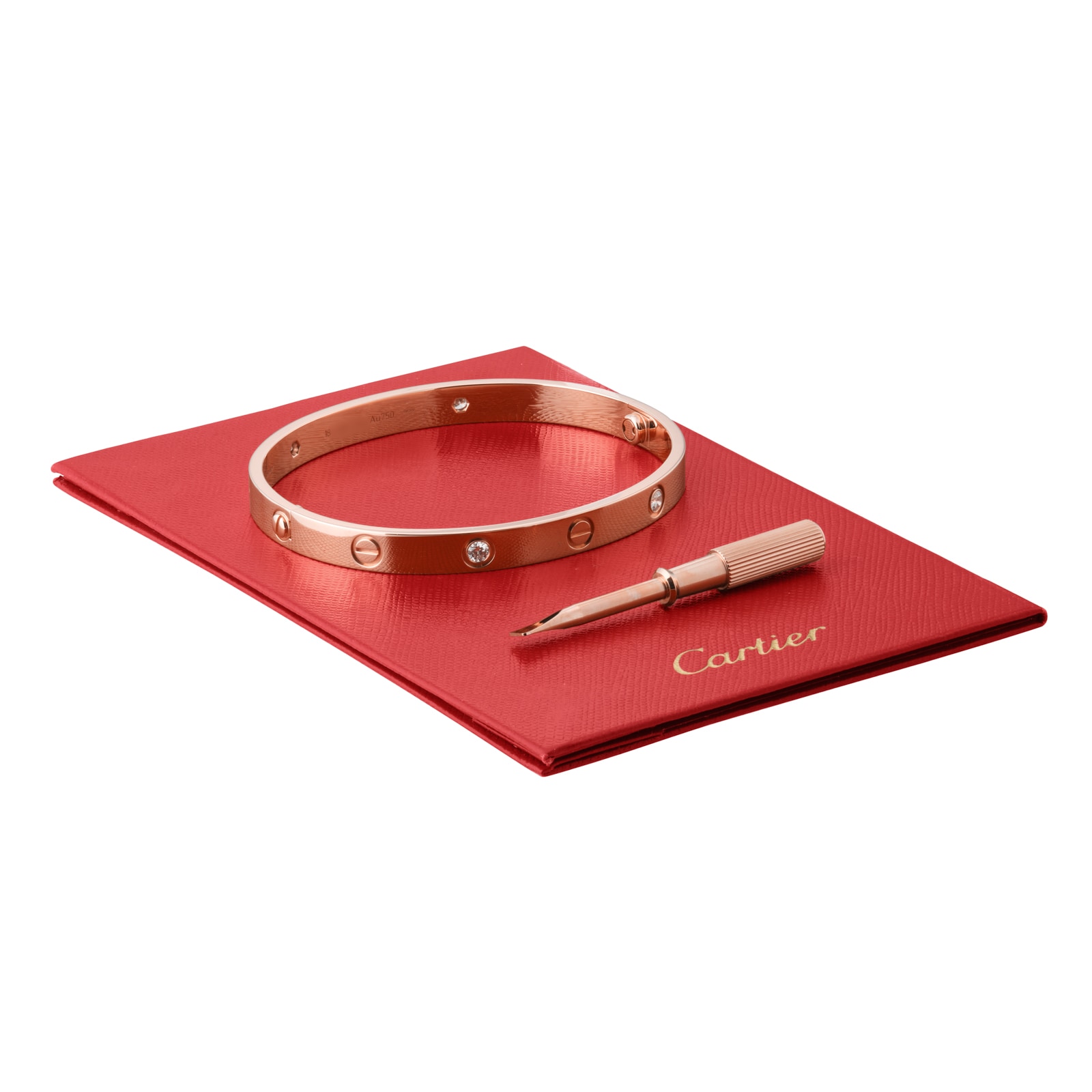 Pre-Owned Cartier Love Bracelet Medium Model 4 Diamonds B6036018 - Size 18 Pre-Owned Cartier Love Bracelet Medium Model 4 Diamonds B6036018 - Size 18