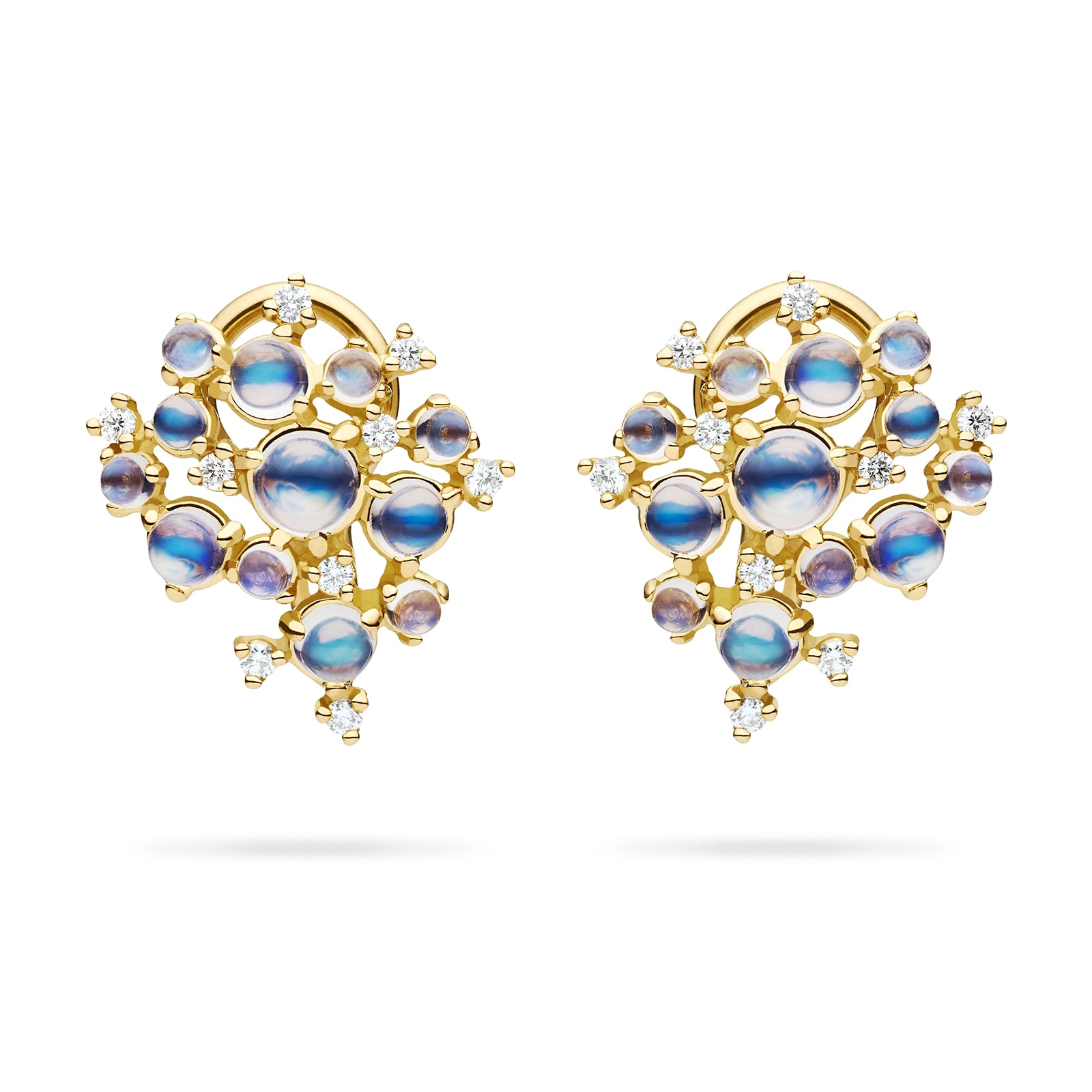 Paul Morelli 18k Yellow Gold 0.25cttw Diamond and Moonstone Small Bubble Earrings