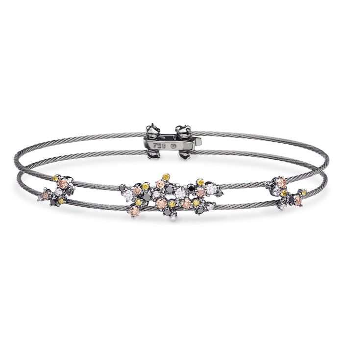 Paul Morelli 18k Black Gold 0.96cttw Mixed Colour Diamond Double Wire Bracelet