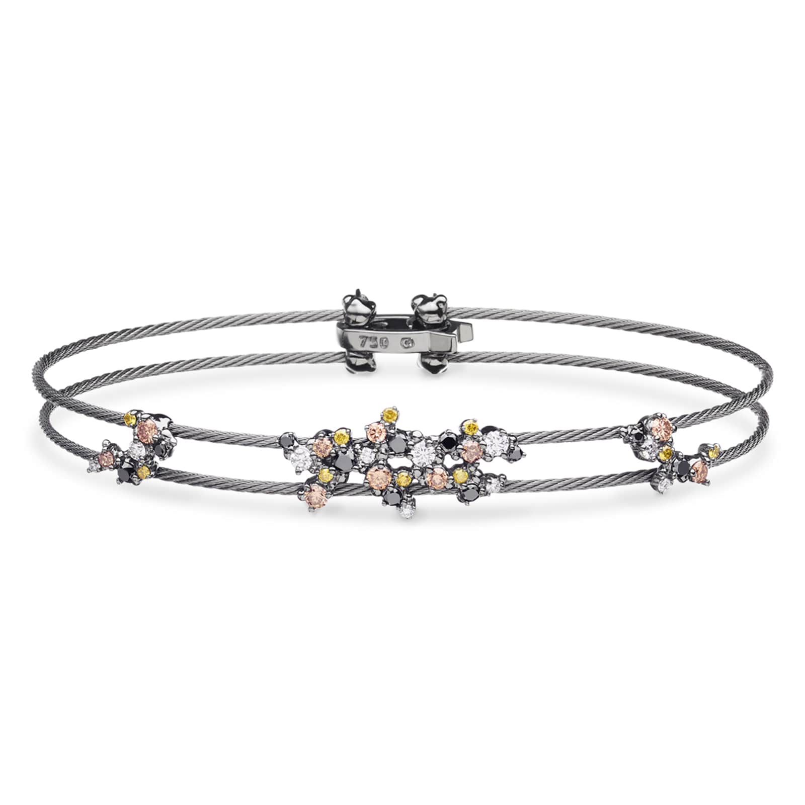 Paul Morelli 18k Black Gold 0.96cttw Mixed Colour Diamond Double Wire Bracelet