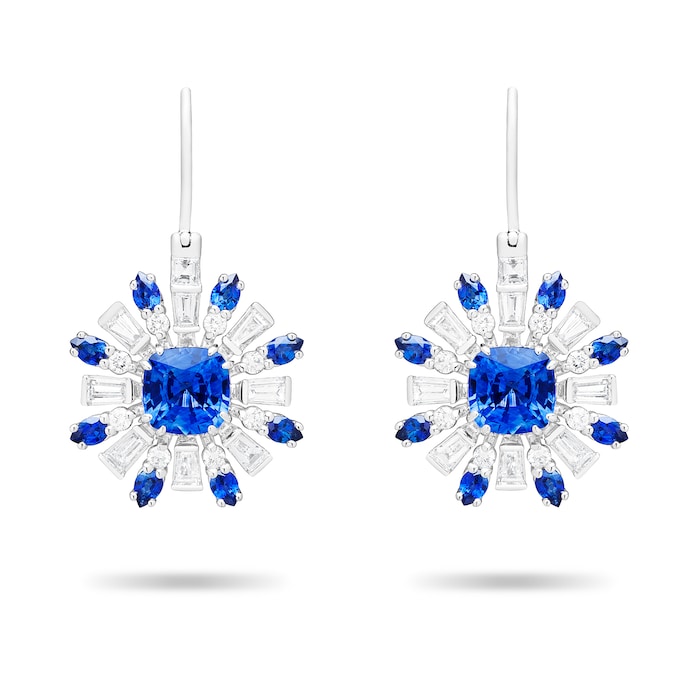 Paul Morelli 18k White Gold Diamond and Sapphire Retro Burst Earrings