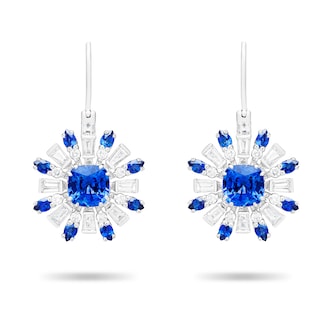 Paul Morelli 18k White Gold Diamond and Sapphire Retro Burst Earrings