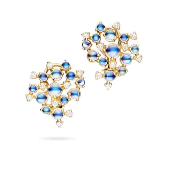 Paul Morelli 18k Yellow Gold 0.65cttw Diamond and 5.48cttw Moonstone Bubble Clip Earrings Paul Morelli 18k Yellow Gold 0.65cttw Diamond and 5.48cttw Moonstone Bubble Clip Earrings