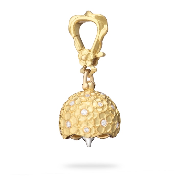 Paul Morelli 18k Yellow Gold 0.24cttw Diamond Hydrangea Meditation Bell