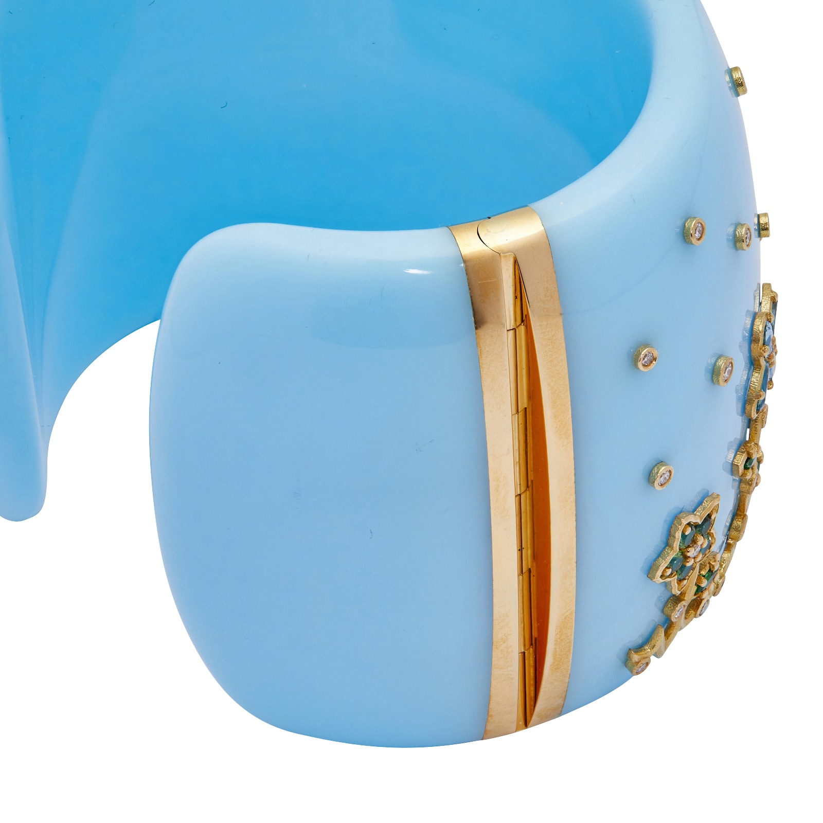 Paul Morelli 18k Yellow Gold 0.87cttw Diamond and Gemstone Acrylic Wild Child Flower Cuff