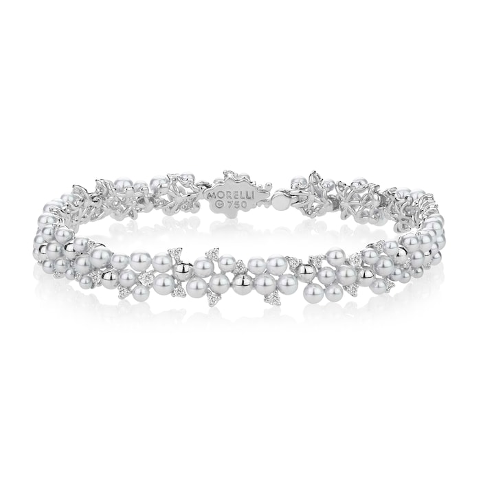 Paul Morelli 18k White Gold 1.20cttw Diamond and Pearl Bracelet