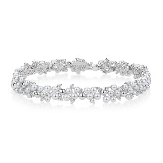 Paul Morelli 18k White Gold 1.20cttw Diamond and Pearl Bracelet