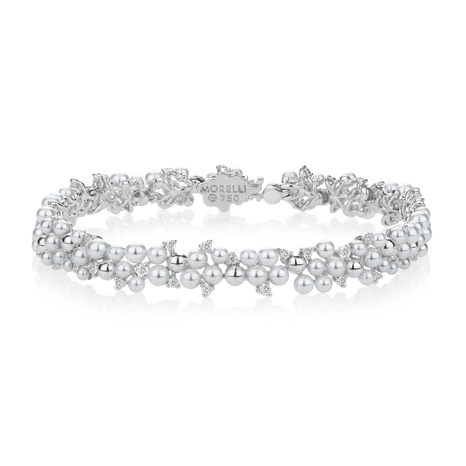 Paul Morelli 18k White Gold 1.20cttw Diamond and Pearl Bracelet