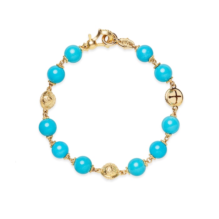 Paul Morelli 18k Yellow Gold Turquise 8mm Ball Prayer Bracelet