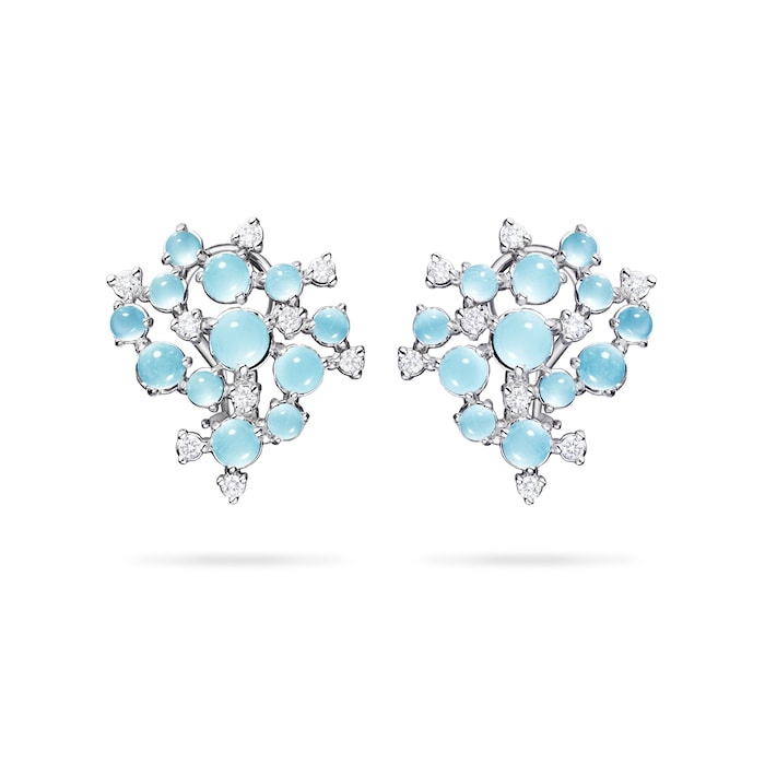 Paul Morelli 18k White Gold 0.65cttw Diamond and Aquamarine Bubble Cluster Clip Earrings