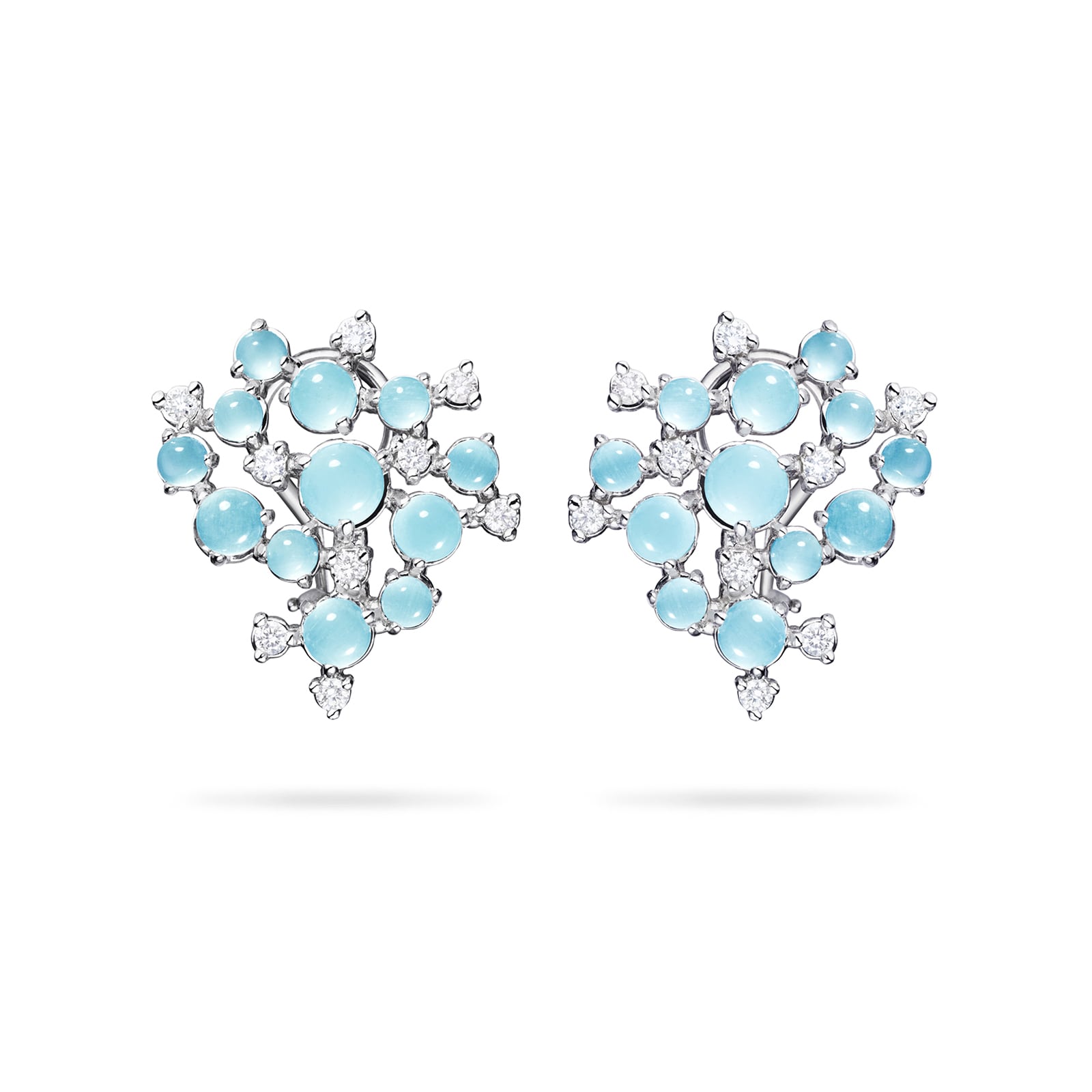 Paul Morelli 18k White Gold 0.65cttw Diamond and Aquamarine Bubble Cluster Clip Earrings Paul Morelli 18k White Gold 0.65cttw Diamond and Aquamarine Bubble Cluster Clip Earrings