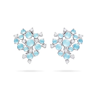 Paul Morelli 18k White Gold 0.65cttw Diamond and Aquamarine Bubble Cluster Clip Earrings Paul Morelli 18k White Gold 0.65cttw Diamond and Aquamarine Bubble Cluster Clip Earrings