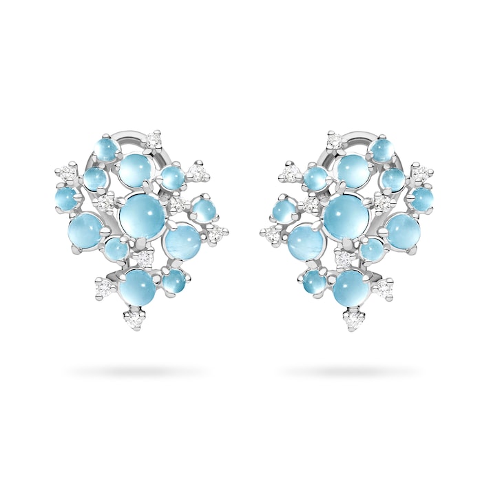 Paul Morelli 18k White Gold 0.25cttw Diamond and Aquamarine Bubble Cluster Earrings